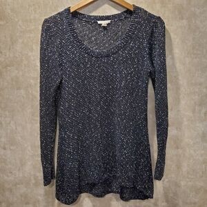 Eileen fisher cotton linen black & white speckled knit tunic